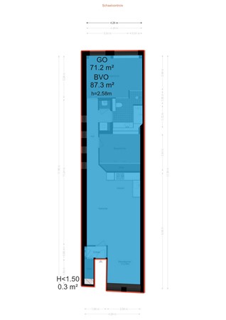 Floorplan - Kerkstraat 125O, 1017 GE Amsterdam